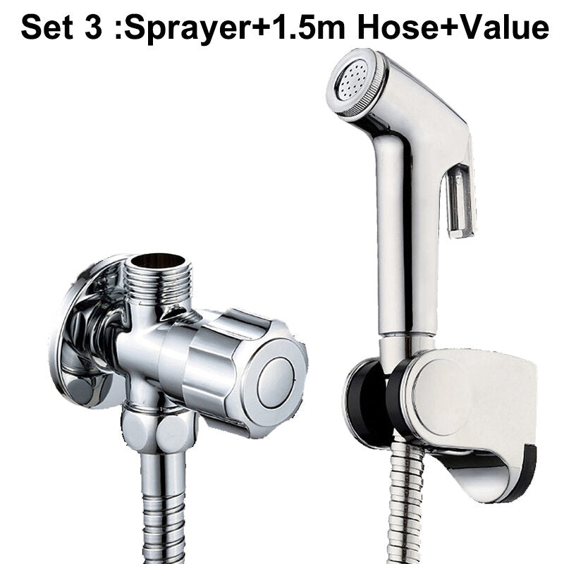 3PCS Handheld Toilet Bidet Douche Sprayer Set with Shower Hose and Bracket for Bathroom