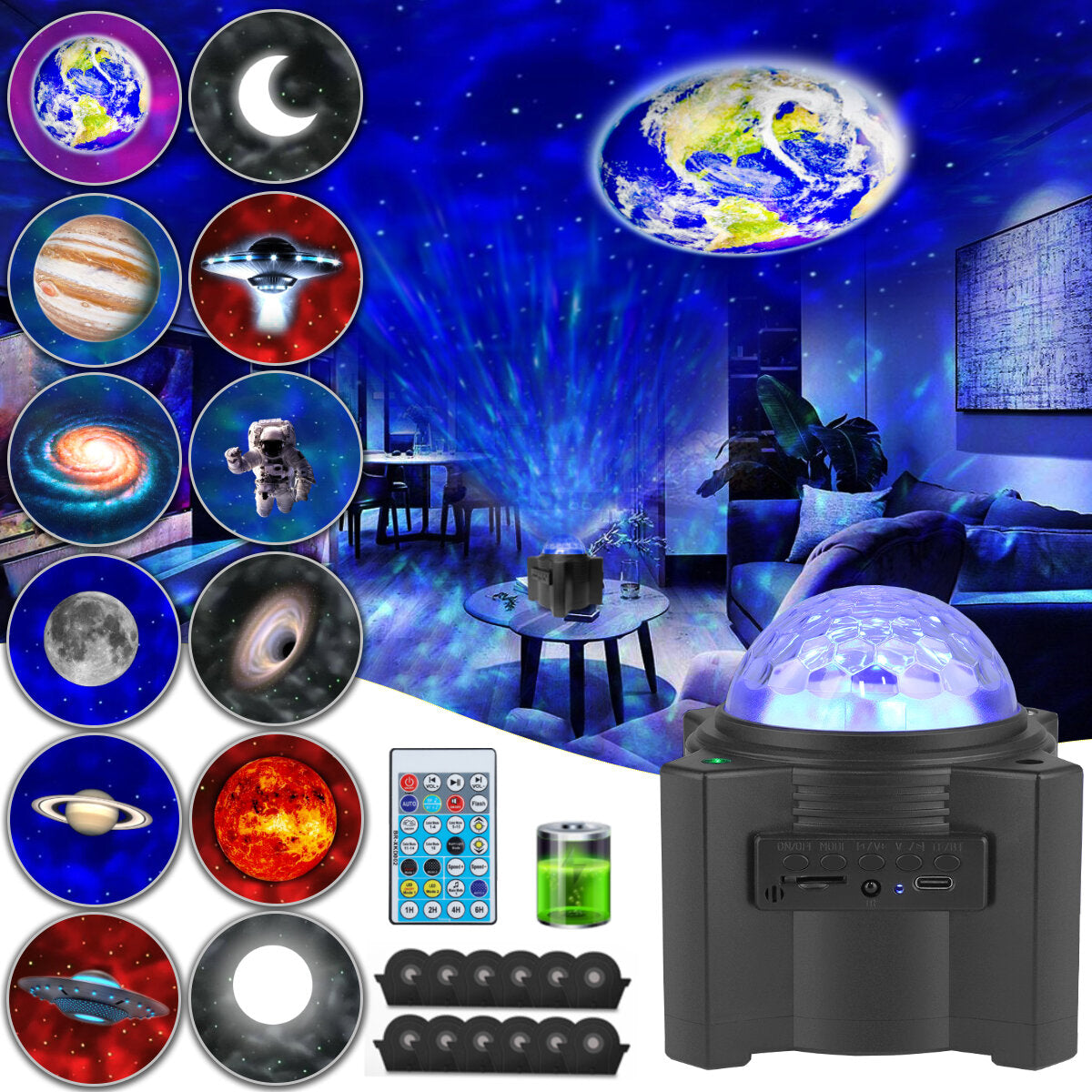 LED Galaxy Projector Nebula Night Light with Remote & Bluetooth Speaker for Kids & Adults - Bedroom/Party/Home Decor