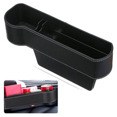 Car Seat Gap Filler Storage Box - Black with Red Stitches for Driver & Co-pilot, Holds Phone, Snacks, Drinks