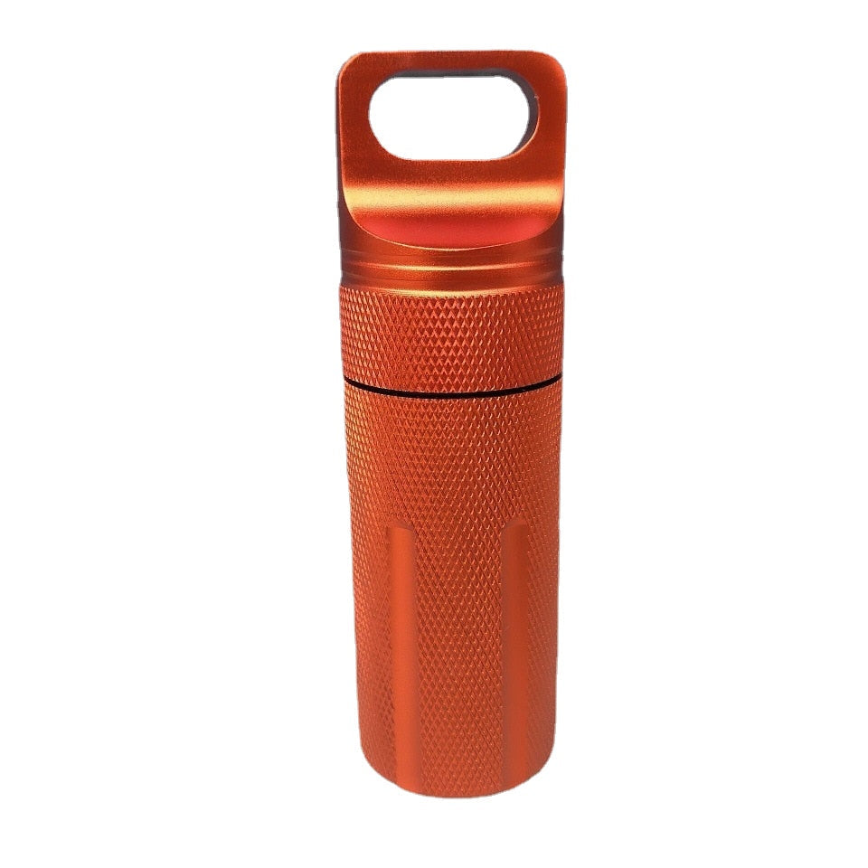 Outdoor CNC Waterproof Emergency First Aid Kit - Aluminum Survival Pill Bottle, EDC Tank Box for Camping & Cigarettes