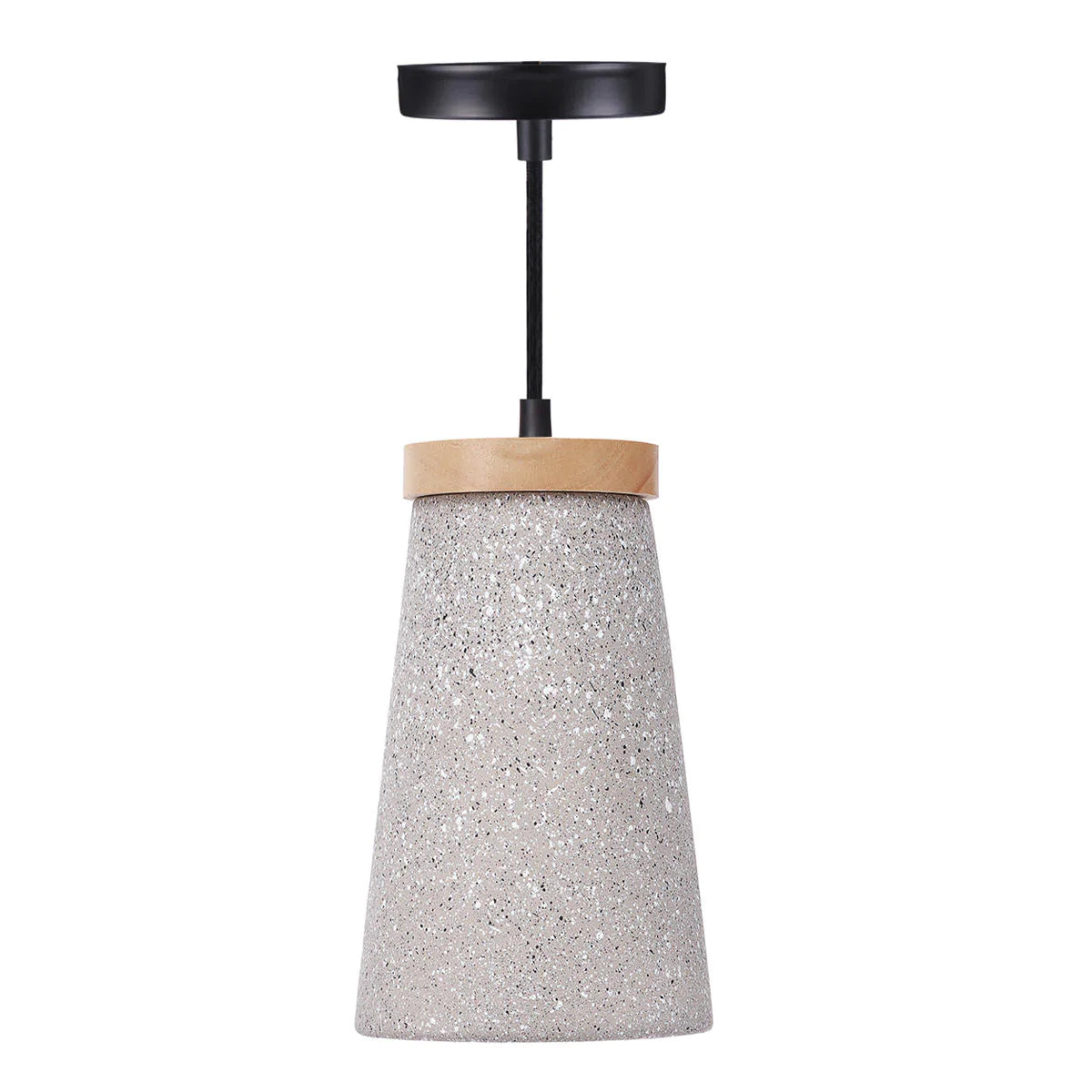 Modern Concrete Pendant Wall Lamp with Timber Top and 1.5M Cable Ceiling Drop Light