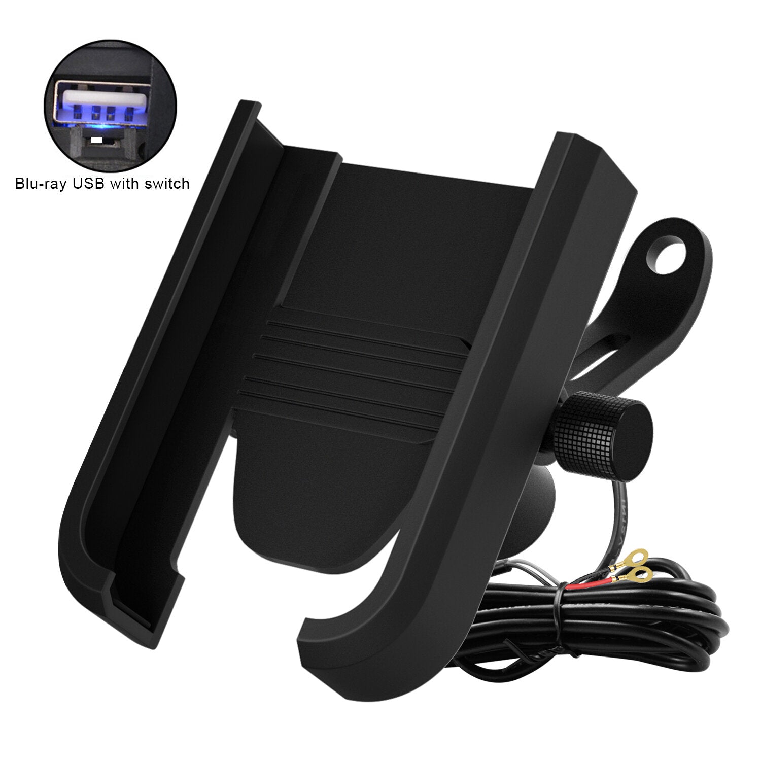 12V USB Rechargeable Waterproof Handlebar Mirror Phone GPS Holder for Electric Car, Motorcycle, Bike, Scooter, 4-6.5 inch