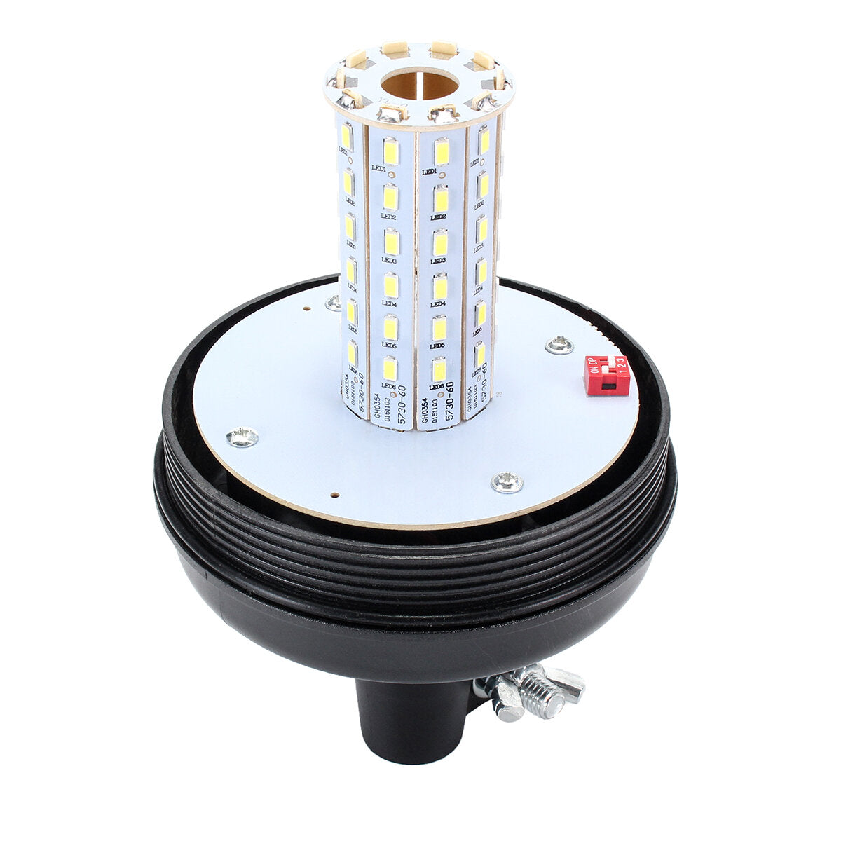 60 LED Amber Rotating Flashing Beacon Light, DIN Pole Mount, 12/24V Tractor Warning Lamp