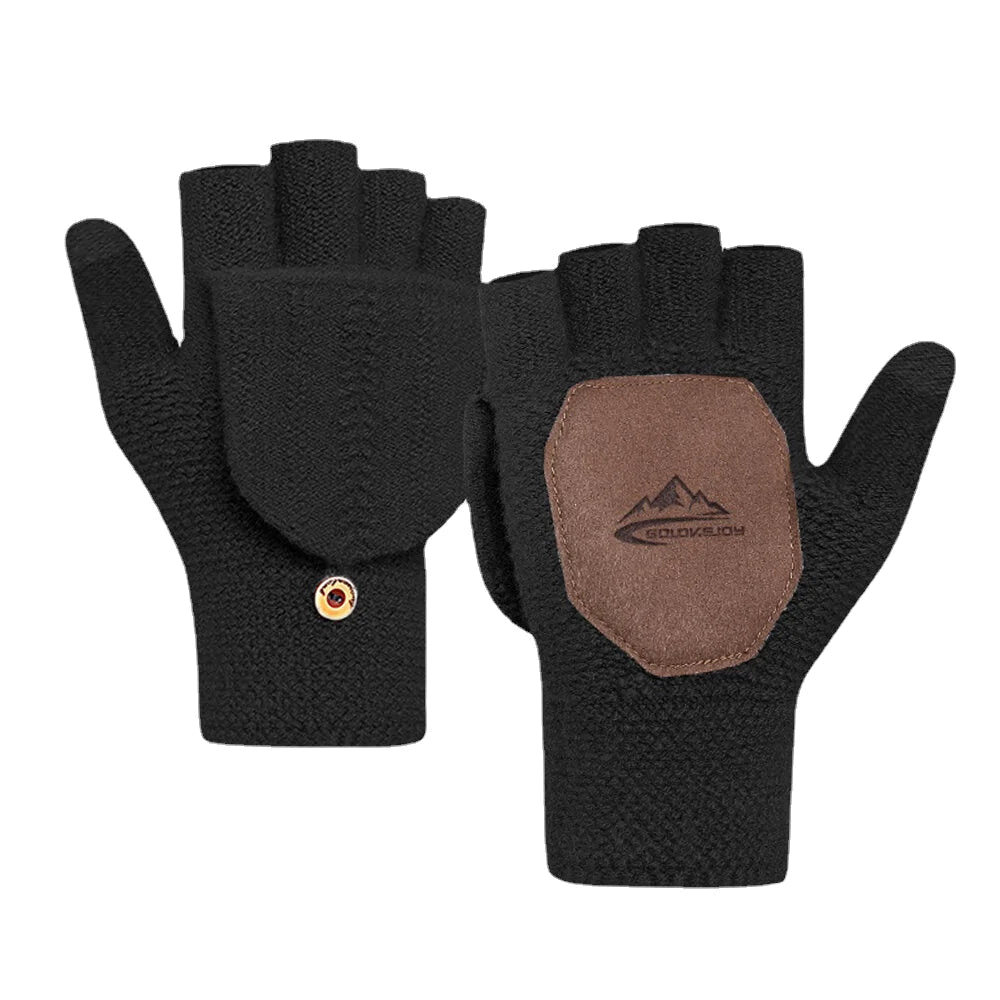 Unisex Knitted Half-Finger Gloves - Antifreeze, Warm, Thickened, Plus Velvet for Autumn & Winter