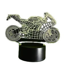 3D Illusion Motorcycle LED Desk Lamp - 7 Color Changing Touch Switch Night Light