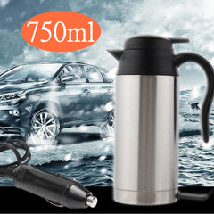 12V 750ml Stainless Steel Electric In-Car Kettle - Car Travel Heating Water Bottle