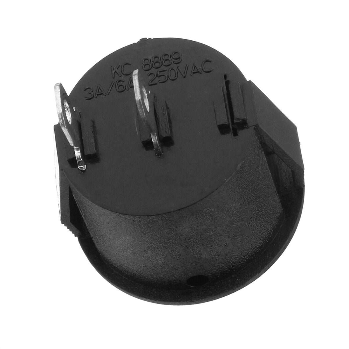 2-Pin SPST On-Off Round Rocker Switch, 3A/250VAC, 6A/125VAC, Black/White