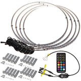 4PCS 15.5" Car LED Wheel Ring Lights with Bluetooth Control - Single Row Light Strip