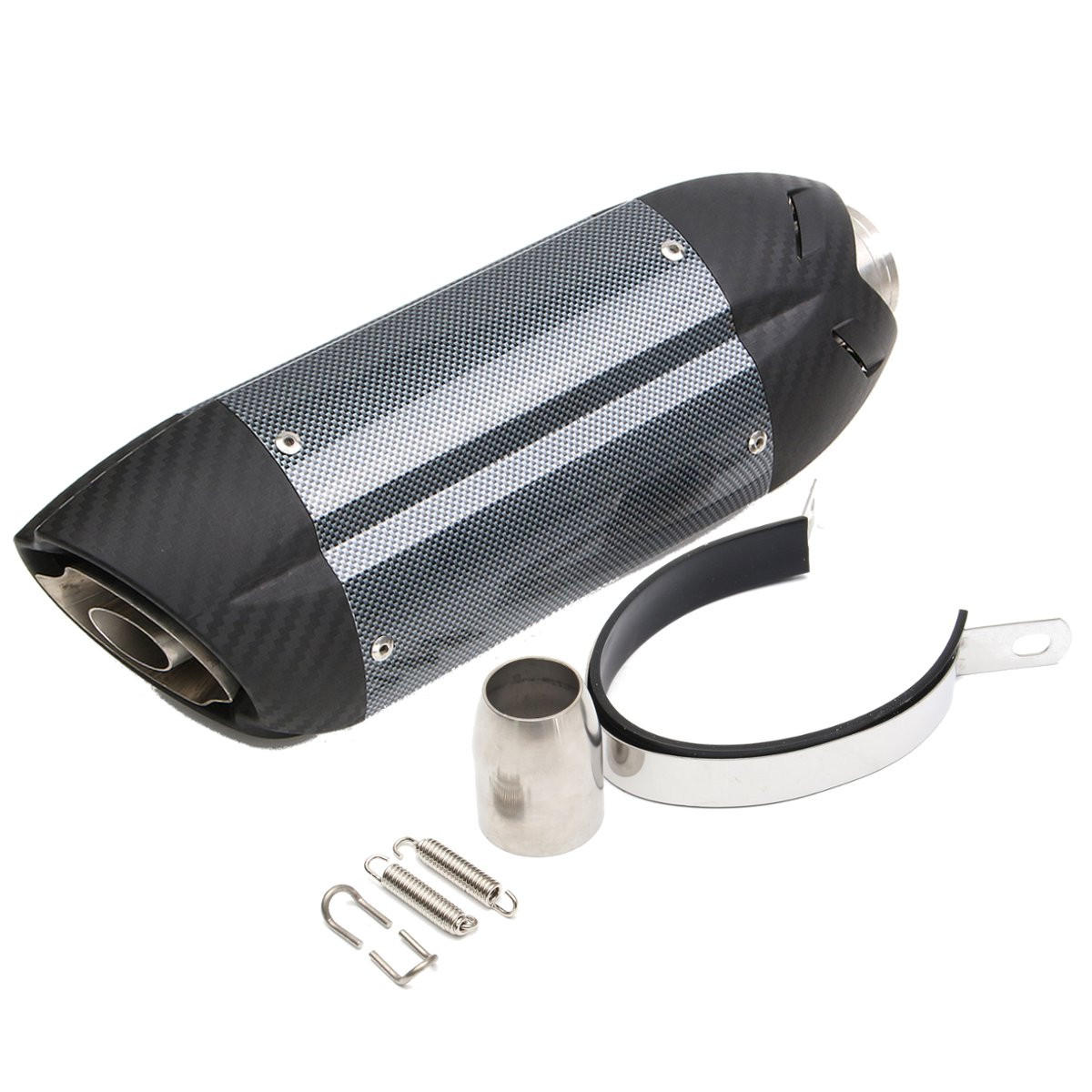 Universal 38-51mm Motorcycle Exhaust Muffler - Carbon Stainless Steel for Street Sport Bikes