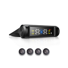 Solar Power Wireless Tire Pressure Monitor System with LCD Display and 4 External Sensors - Universal Tester