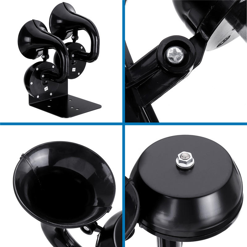 12V 130Hz 126dB/130dB Single/Double Snail Air Horn Elbow Whistle Black Alloy for Cars and Trucks