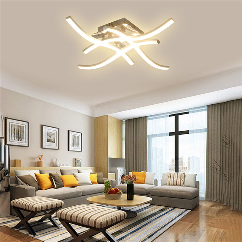 Modern LED Ceiling Lamp with Remote Control, 3/4 Lights, AC165-265V for Kitchen and Bedroom