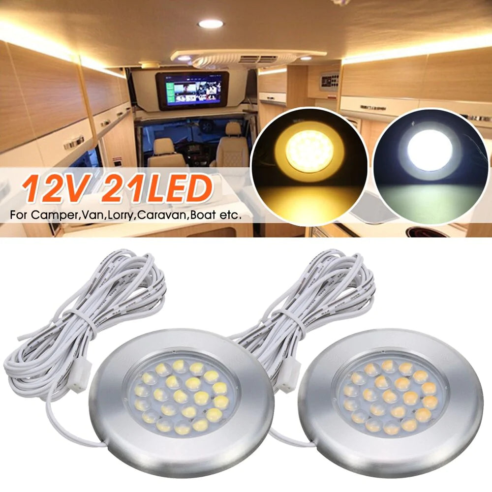 12V 21 LED Spot Light Ceiling Lamp for Caravan, Camper Van, Motorhome, Boat