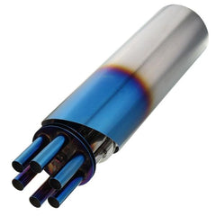 100mm Blue Stainless Steel Rotating Slip-on Exhaust Muffler Pipe for Motorcycles - Grilled Design