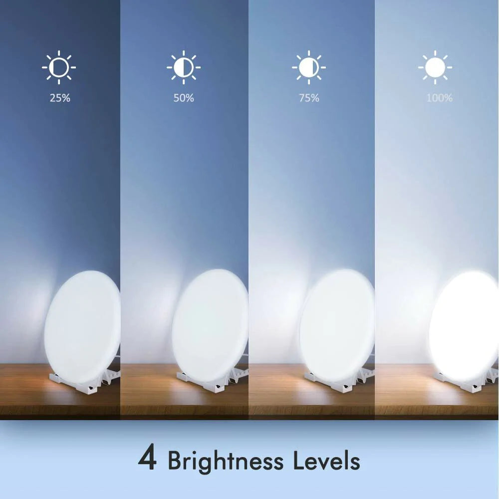 UV-Free 10000 Lux LED Light Therapy Lamp - Touch Control, 3 Brightness Levels, Memory Function, Compact Size