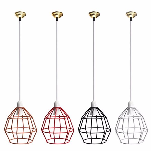 Vintage Industrial Metal Cage Ceiling Pendant Light Lamp Shades 110-240V