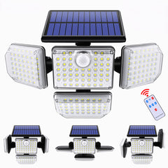 Solar Lights Outdoor 182/112 LED Wall Lamp, Adjustable Heads, IP65 Waterproof, 3 Modes Security Flood Light