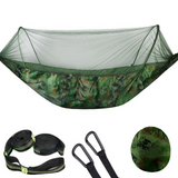 Portable Camping Hammock with Mosquito Net and Pop-Up Light - Outdoor Parachute Fabric