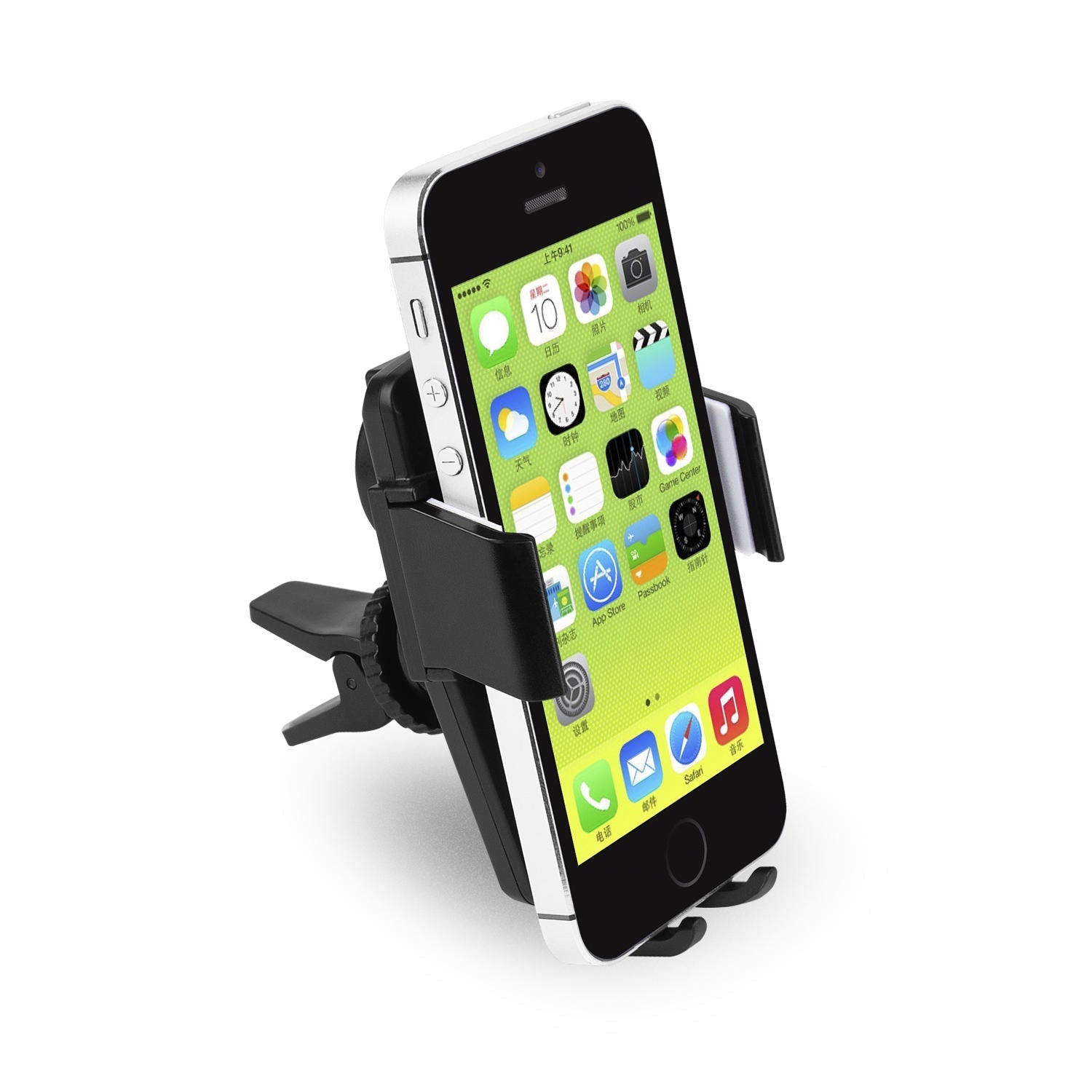 360 Degree Rotation Air Vent Electric Car Phone Holder & Charger Stand Mount for iPhone - ABS Material