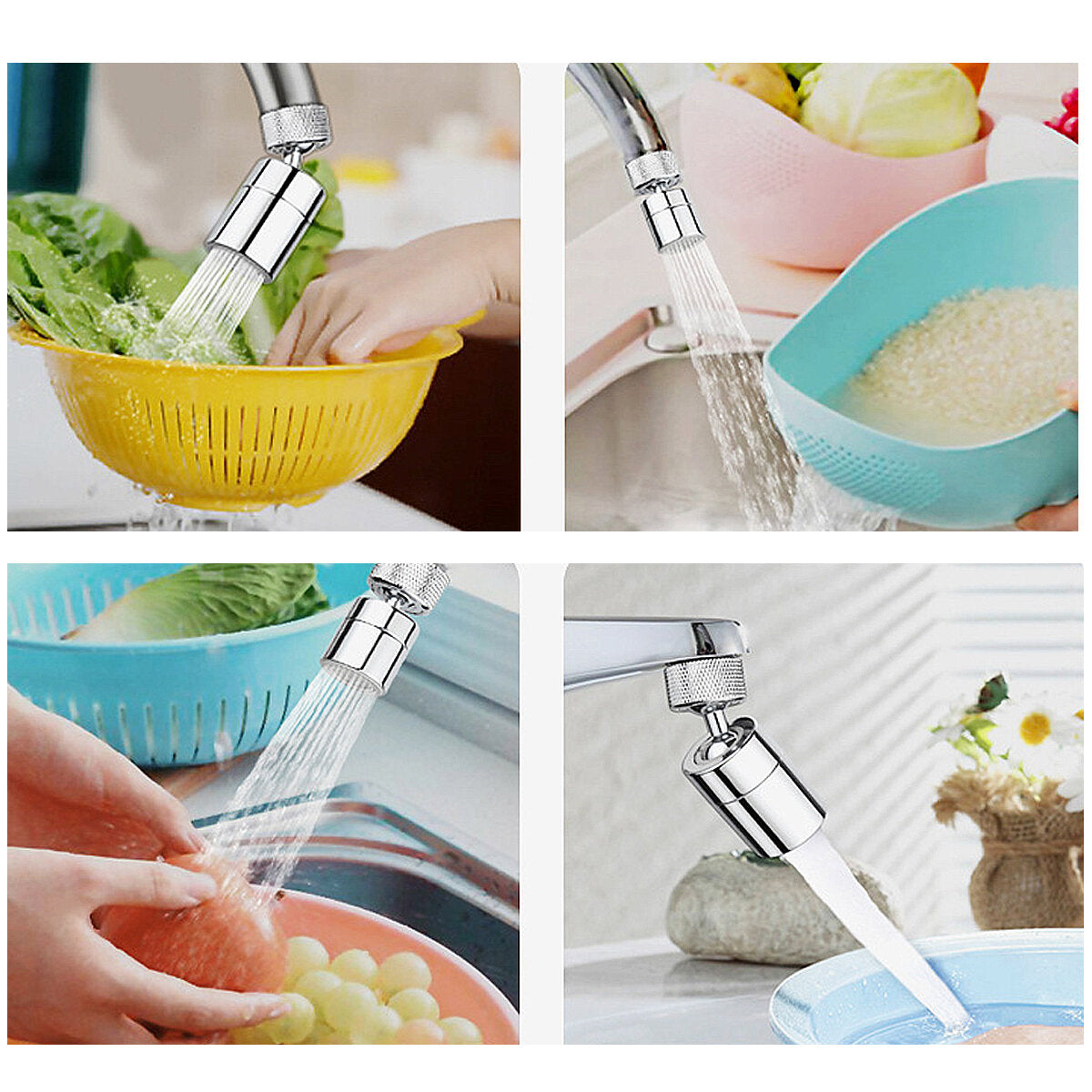 360 Degree Rotating Universal Splash Filter Faucet Extender - Silver