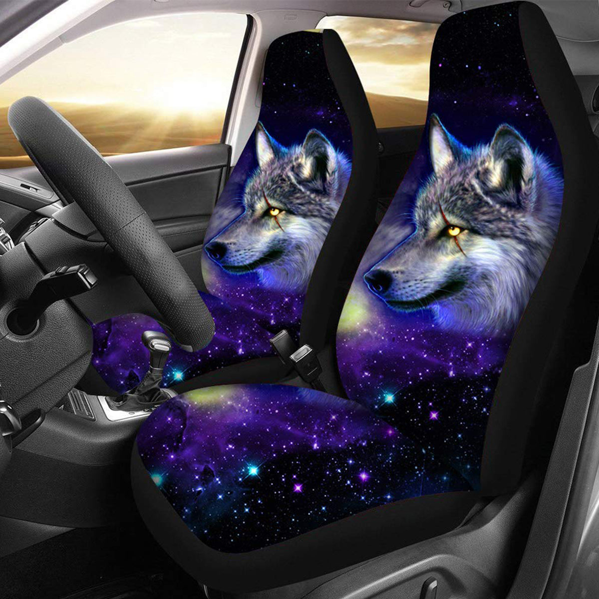 Autositzbezug mit Wolfsmuster, cool, universelle Passform, Schutzpolstermatte für Vordersitze