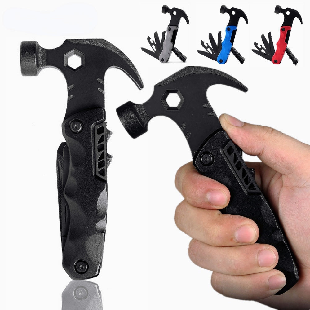 Multi-Function Outdoor Camping Tool: Adjustable Wrench, Lifesaving Hammer, Mini Pocket Multi-Tool