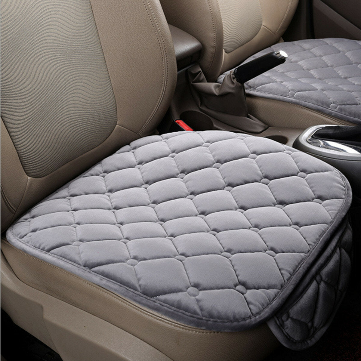 Breathable Plush Car Front Seat Cushion Covers - Four Season Chair Protector Pad Mat