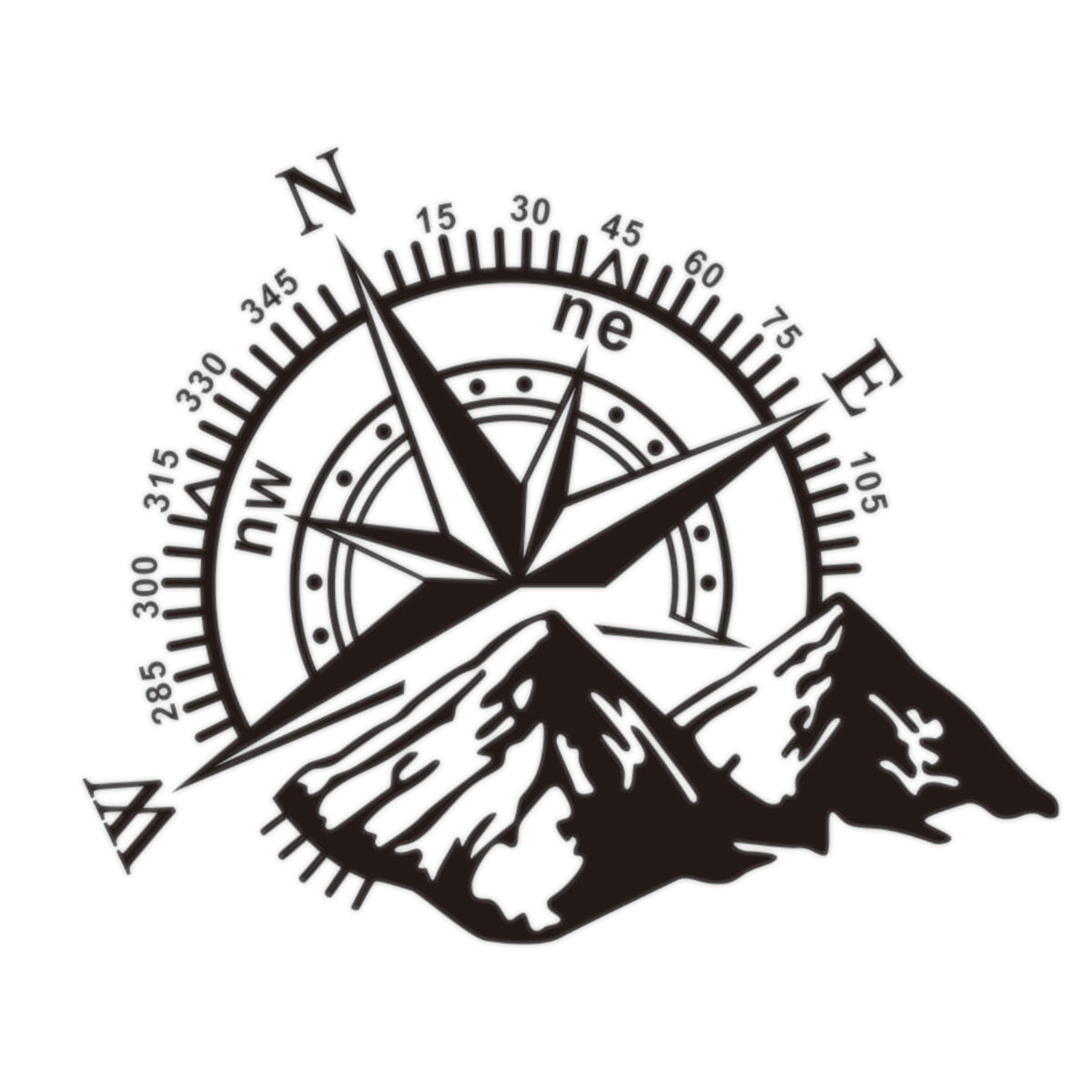 Large Compass Navigation Hood Body Sticker Decal for Camper Van, Motorhome, Car, Boat - 60x50cm