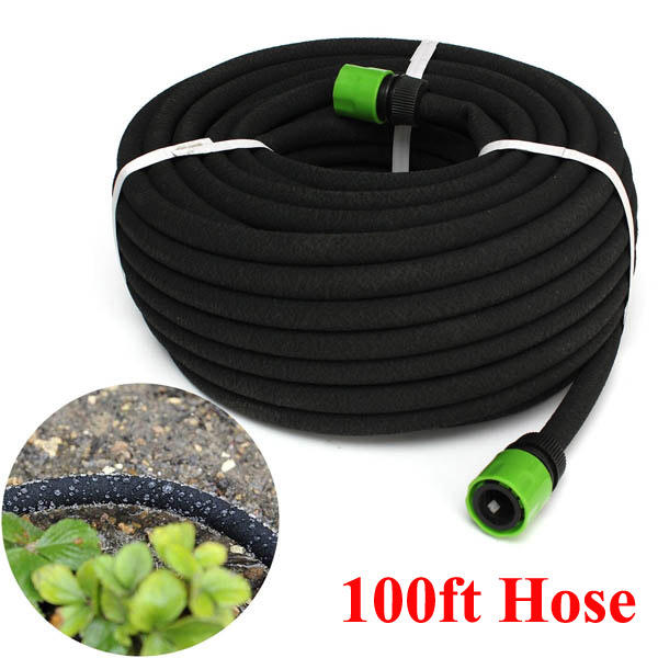 100FT Garden Soaker Hose - Porous Lawn Watering Pipe for Drip Irrigation