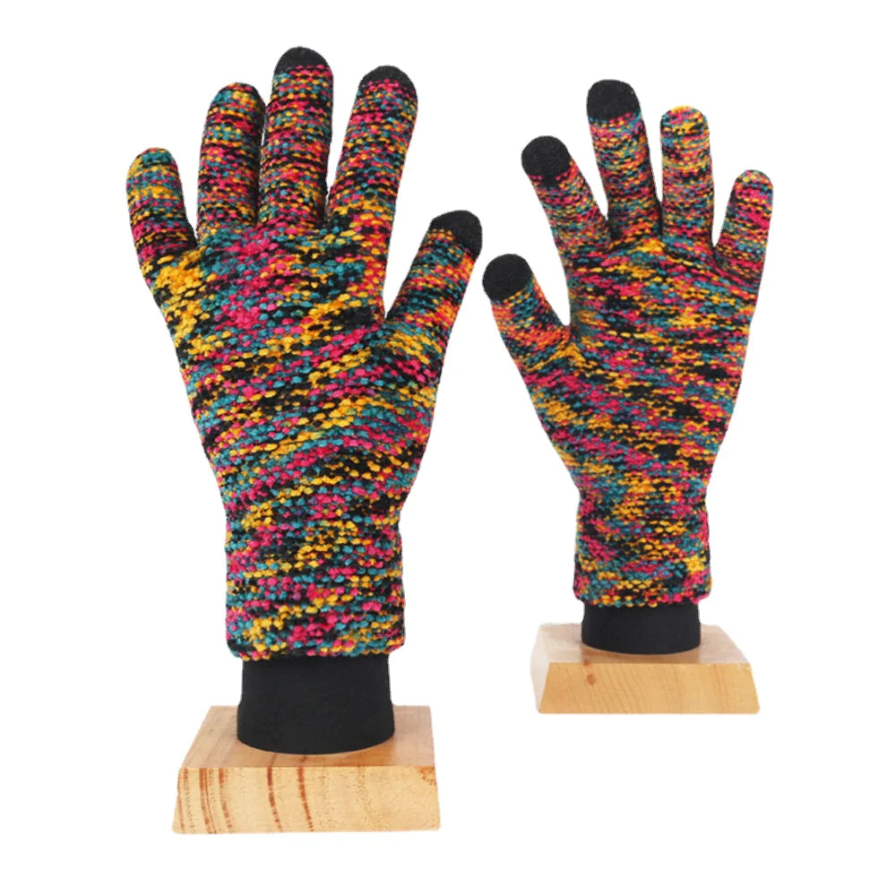 Unisex Knitted Touch-Screen Winter Gloves - Warm Chenille, Three-Finger & Full-Finger Options