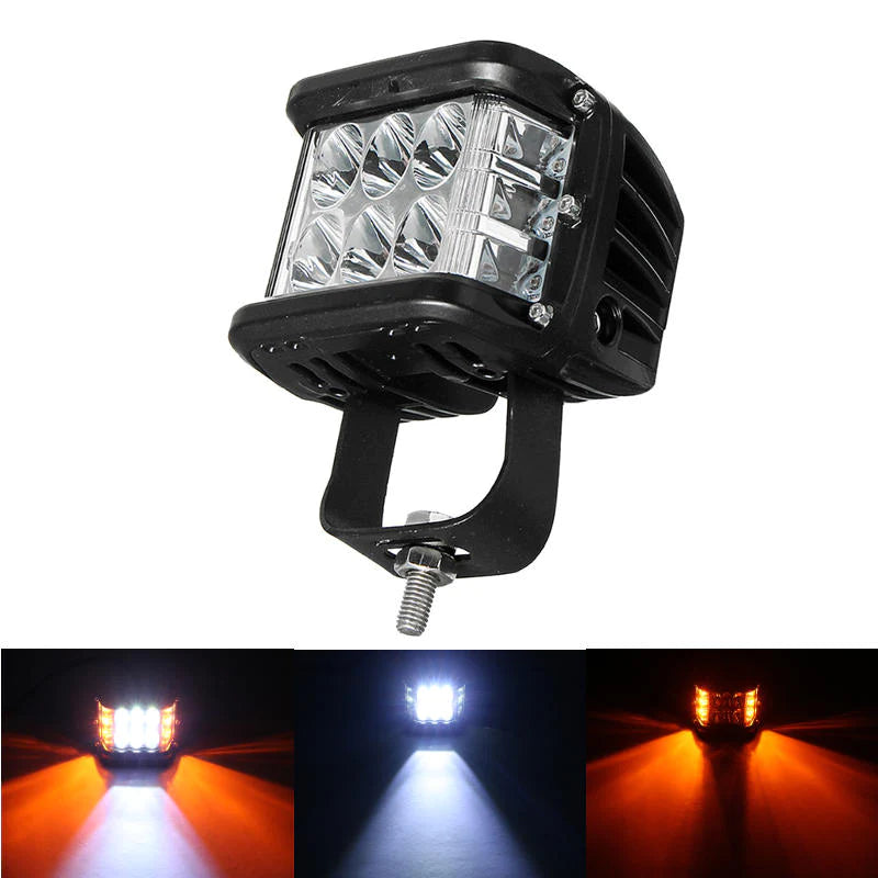 12V LED Work Fog Light Side Shooter Combo, Dual Color for 10V-48V Offroad SUV Truck