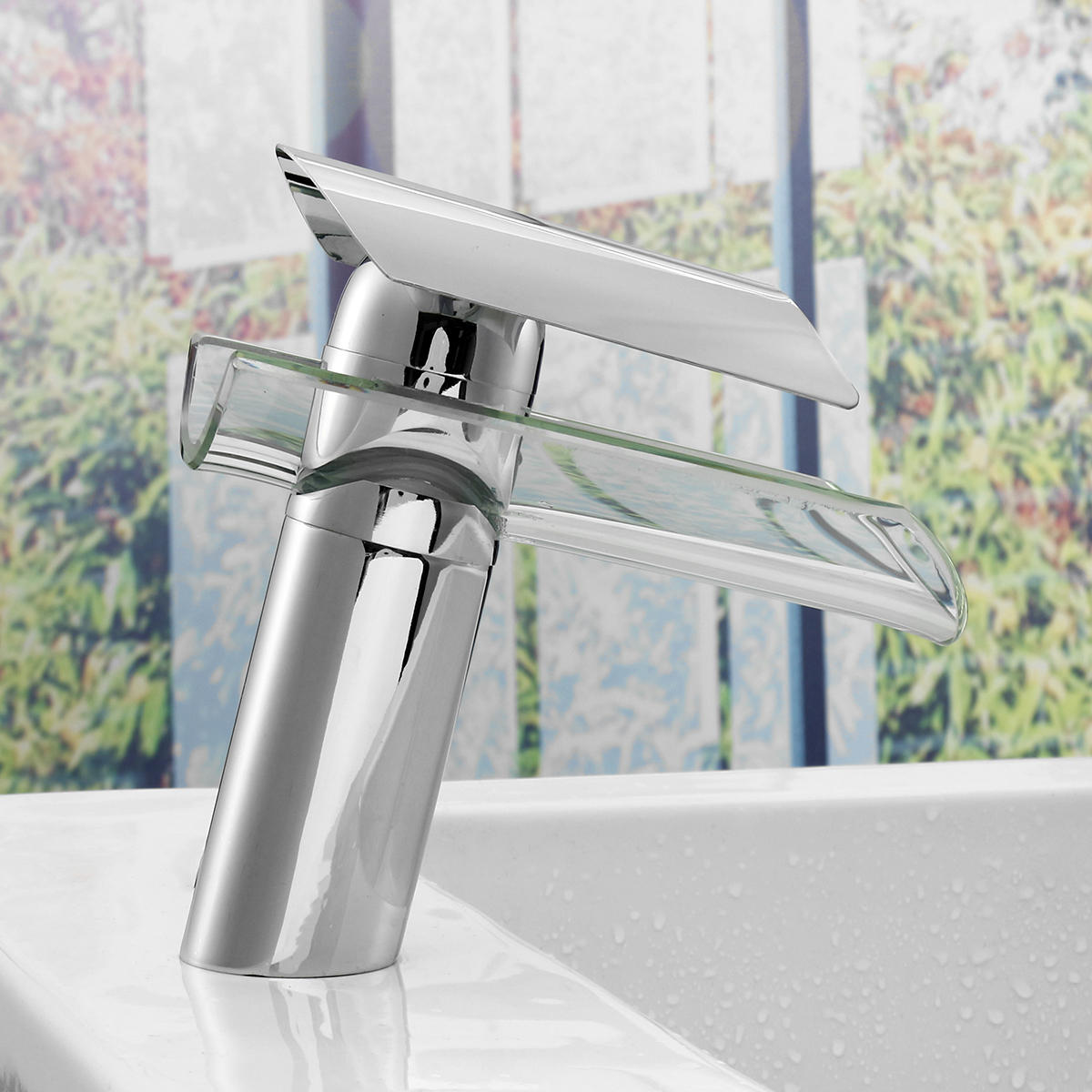 Chrome Solid Brass Waterfall Faucet for Bathroom/Kitchen Basin Sink Mixer Tap