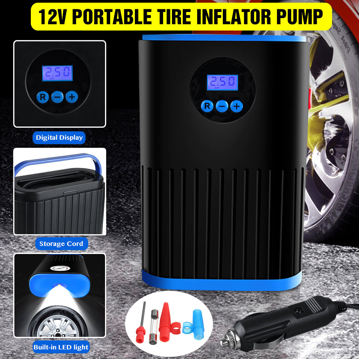 12V 150PSI Digital Tire Inflator Electric Car Air Pump Compressor with LED Flashlight - Portable and Efficient