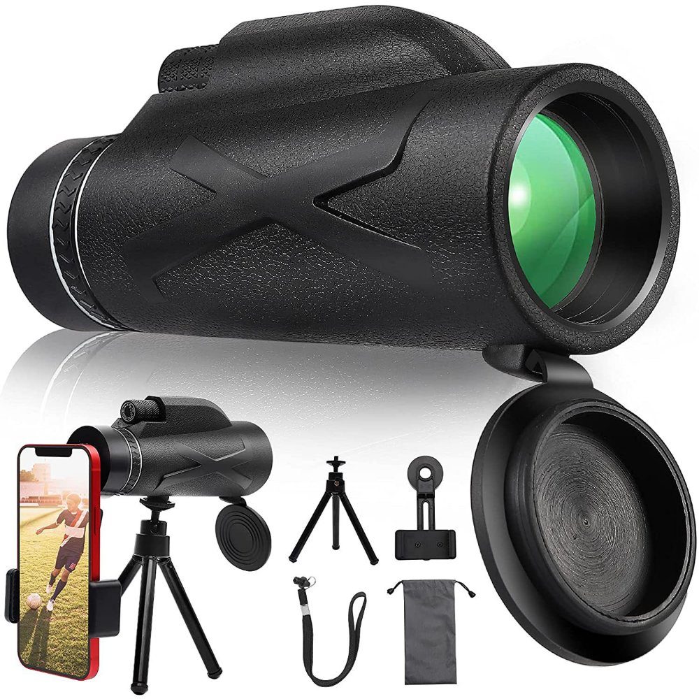 HD80X100 Outdoor Monocular Telescope with Low-Light Night Vision and All-Optical Imaging