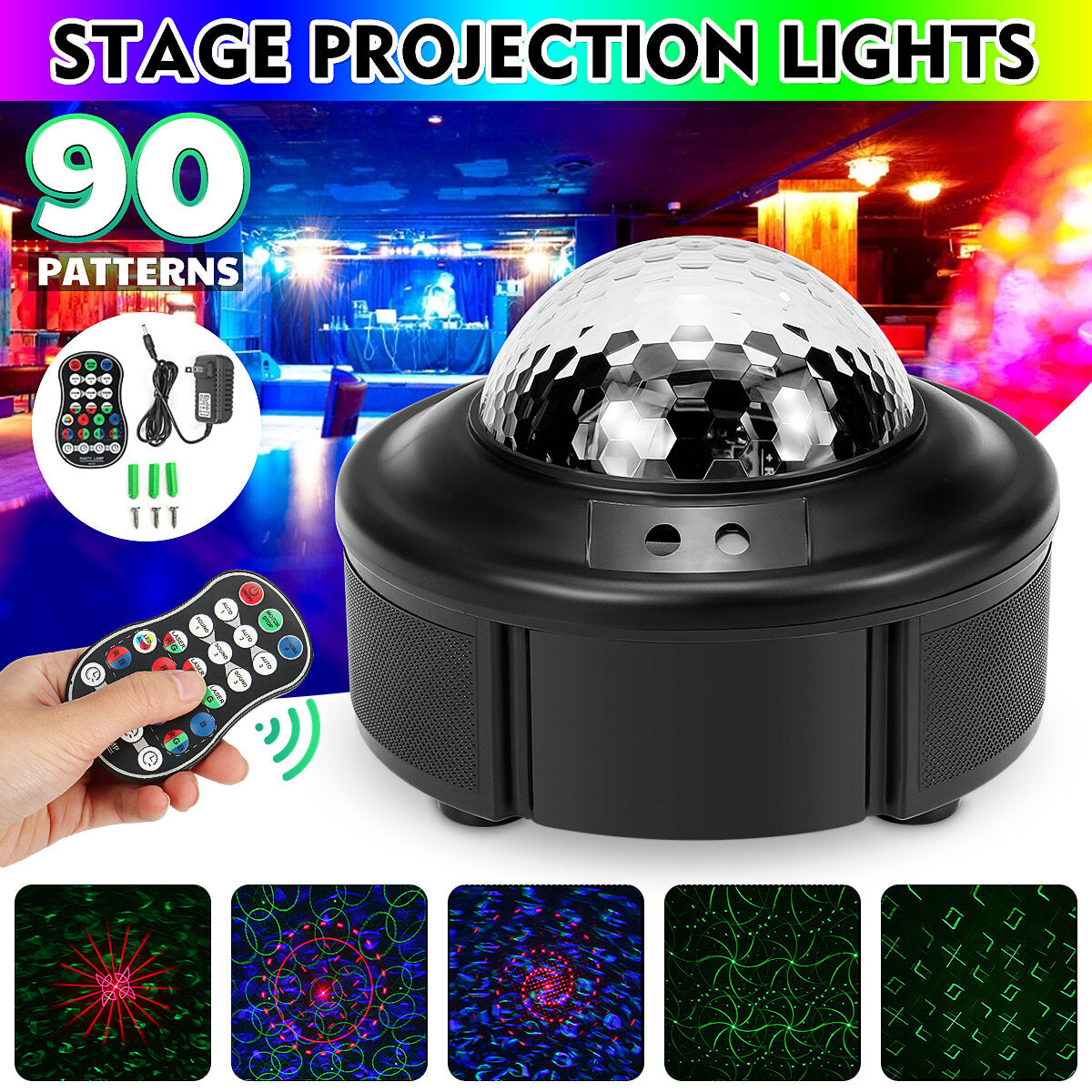 Projection Lamp with Water, Flame, Ocean Patterns - 7-Color Stage KTV Flash Light