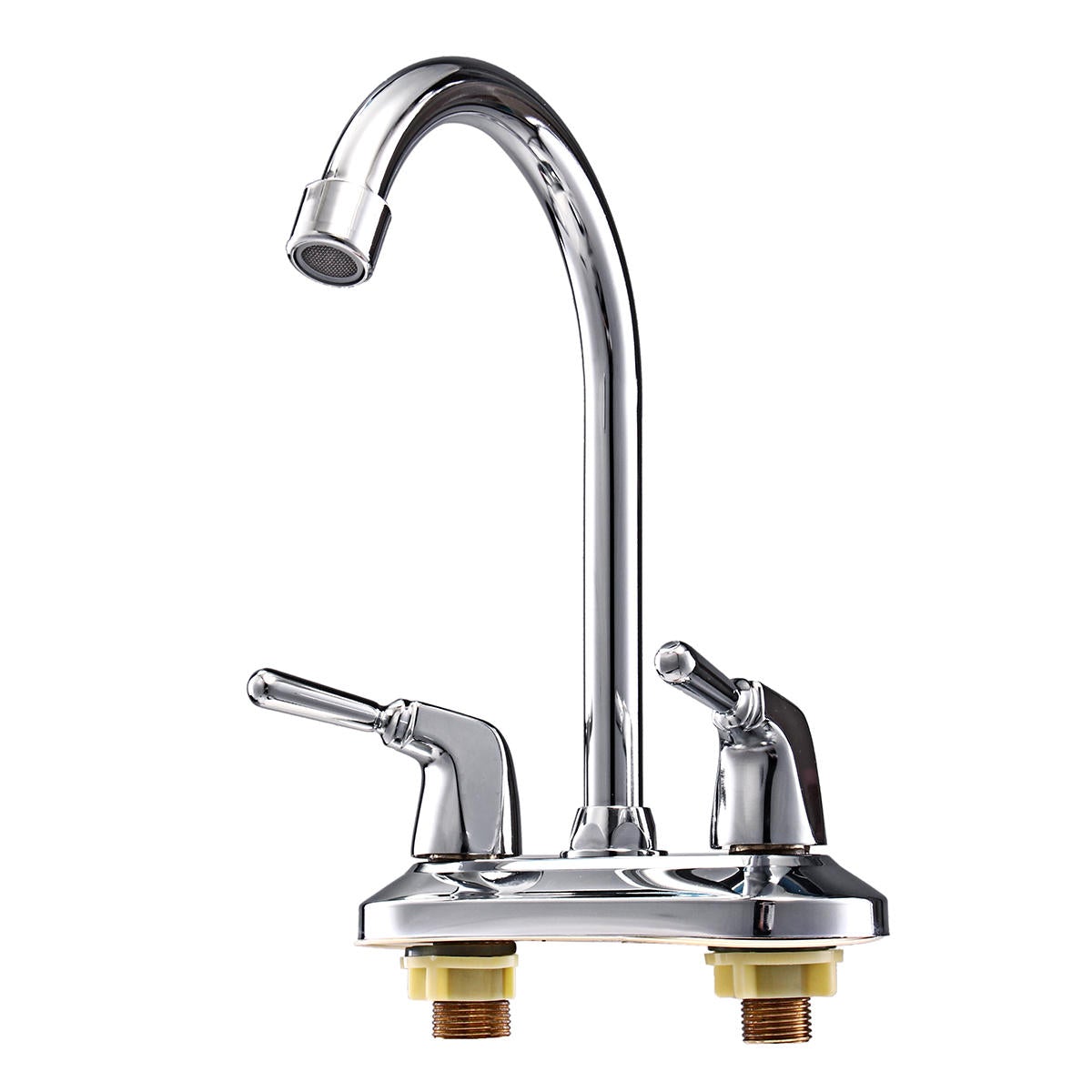 Dual Handle Kitchen Water Tap - 360 Degree Double Spout Sink Basin Mixer for Bathroom