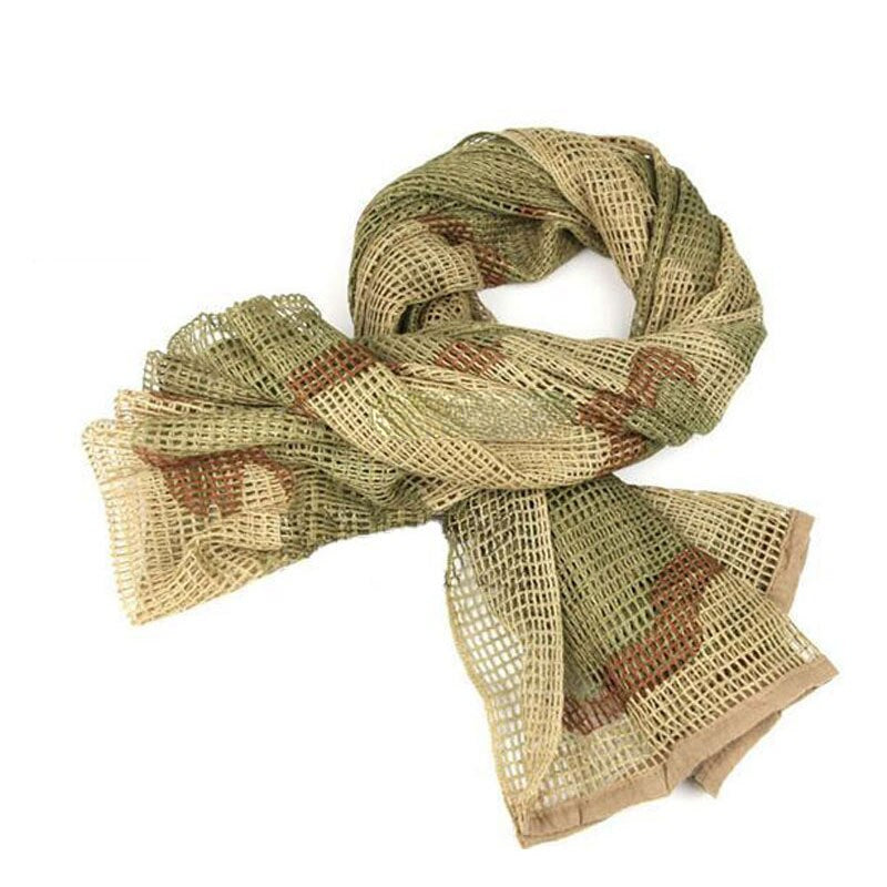 Tactical Camouflage Mesh Scarf - Oversized Cotton Camo Turban for Hunting, Camping, Sniper, and Hiking