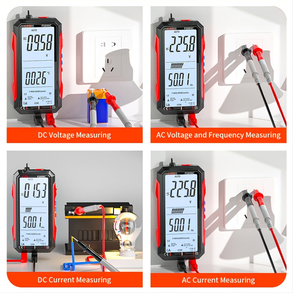 Rechargeable Full Screen 6000 Counts Auto Range Digital Professional Multimeter