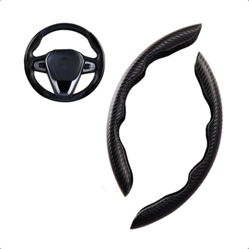 2 PCS Carbon Fiber Look Universal Non-Slip Car Steering Wheel Booster Covers