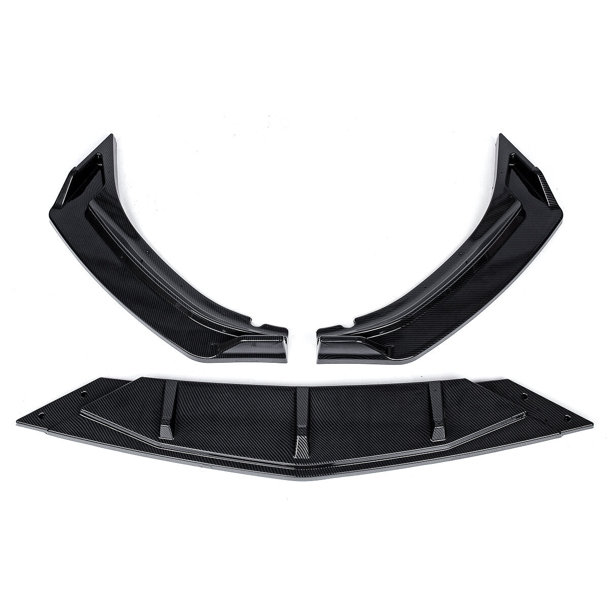 3Pcs Carbon Fiber Look Car Front Bumper Splitter Lip Diffuser Body Kit Spoiler Guard Protection Set