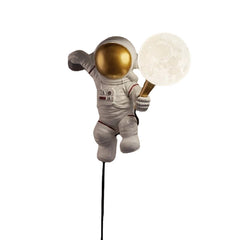 Nordic LED Astronaut Moon Wall Lamp for Children's Room, Bedroom, Study, Balcony, Aisle - Desk Lamp Decoration