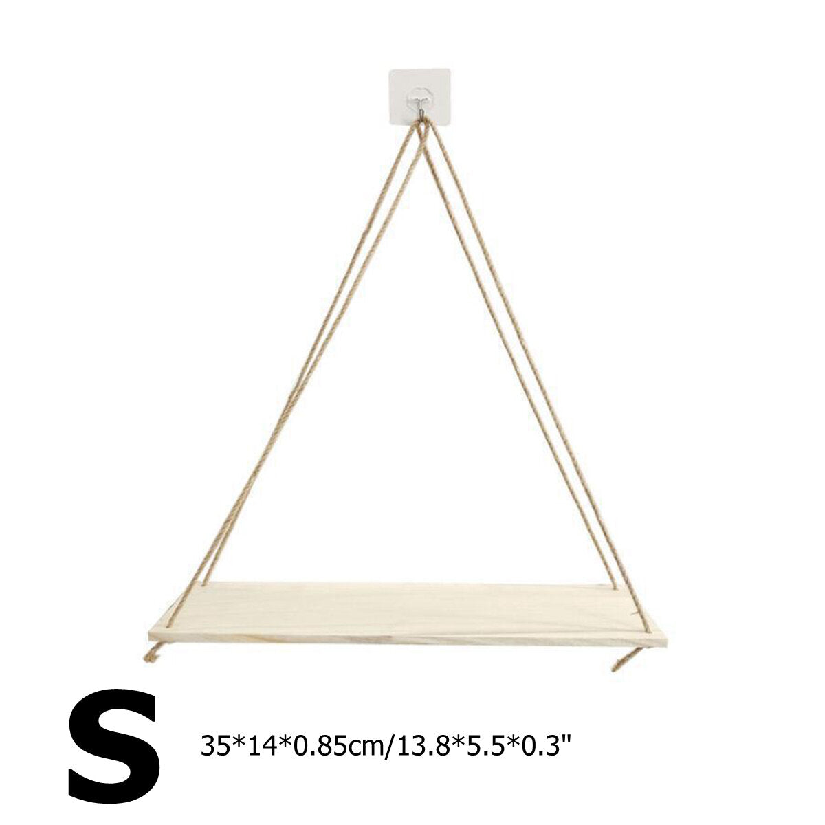 Wooden Hanging Swing Shelf - Floating Rope Wall Display Rack for Home Decor