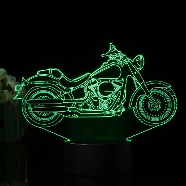 3D Illusion Motorcycle LED Desk Lamp - 7 Color Changing Touch Switch Night Light