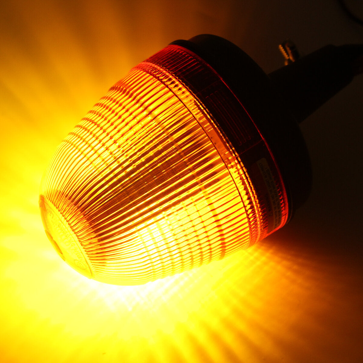 60 LED Amber Rotating Flashing Beacon Light, DIN Pole Mount, 12/24V Tractor Warning Lamp