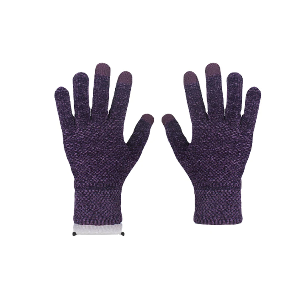 Unisex Knitted Touch-Screen Winter Gloves - Warm Chenille, Three-Finger & Full-Finger Options