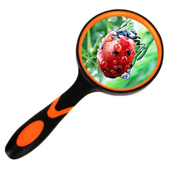 100mm 10X Shatterproof Handheld Magnifier with Non-Slip Rubber Handle - 1pc