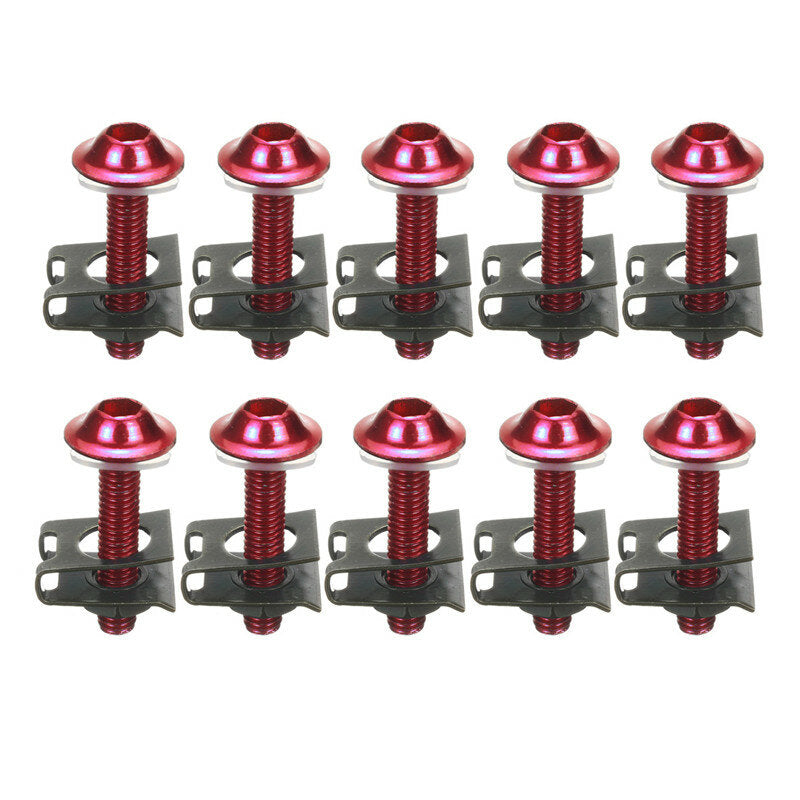 10Pcs M6 Motorcycle Bolts with Spire Speed Fastener Clips, Screws, and Spring Nuts, 6x30mm