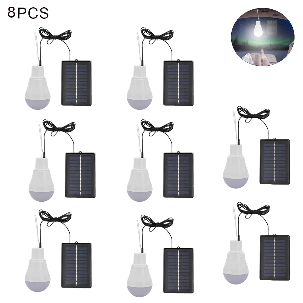 5V 15W 300LM Portable Solar Lamp - Low Power Consumption Bulb with Solar Panel for Outdoor Garden, Camping, Tent Lighting