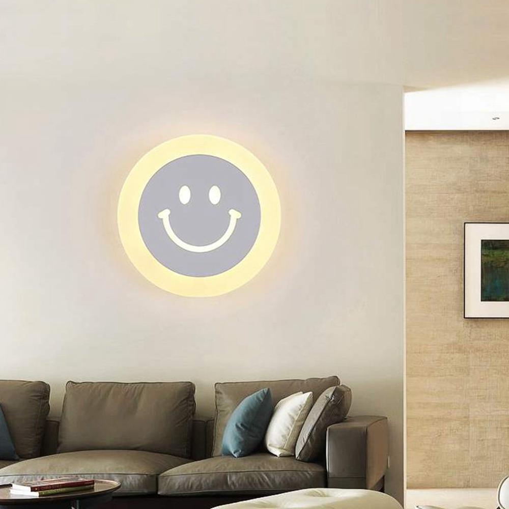 Runde 10-W-LED-Wandleuchte – Smile-Design für Wohnzimmer, Gang, Innenbereich, Nachttischlampe