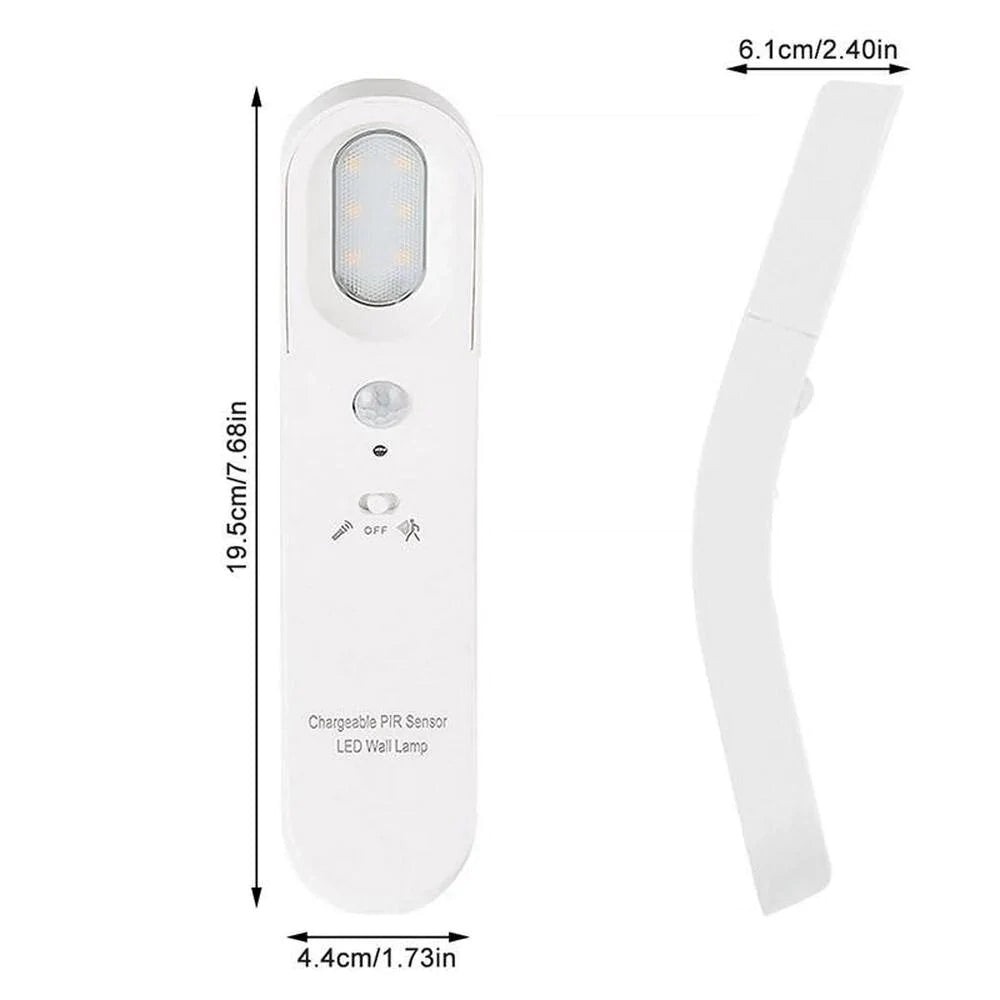 Drehbare LED-Wandleuchte mit menschlichem Körpersensor, wiederaufladbare Nachtlampe über USB, PIR-Sensor, Notfall-Taschenlampe